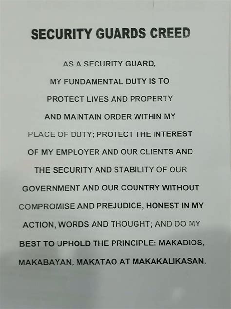 security creed tagalog|THE SECURITY GUARD CREED (TAGALOG).